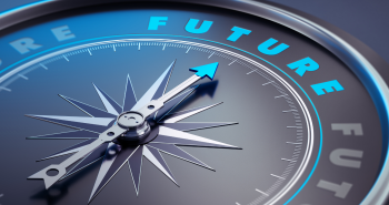 Compass pointing to the future