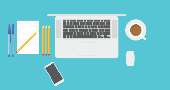 laptop and office supplies