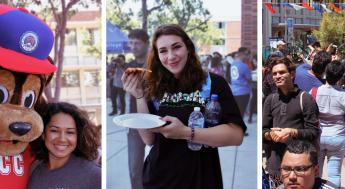 Students enjoying food and entertainment in the LACC Main Quad