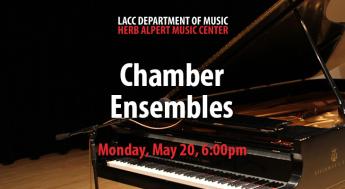 Chamber Ensembles, Monday, May 20, 6:00pm. A piano sits open, ready for performance