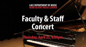Faculty & Staff Concert, Thursday, April 25, 6:00pm. A piano sits open, ready for performance