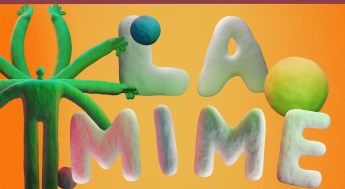 An orange background banner for the "LA Mime Festival" with playful, green, tree-like figures forming the letters "LA MIME." The event is scheduled for September 13-15 & 20-21, 2024, at the Los Angeles City College Caminito Theatre. The text reads "Inaugural Year 2024" at the top.