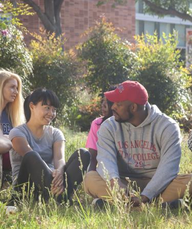 Students Sitting on Campus