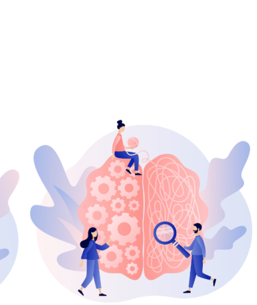 Brain functions shown in three illustrations