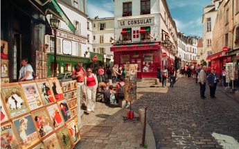 Montmartre Street in Paris, France