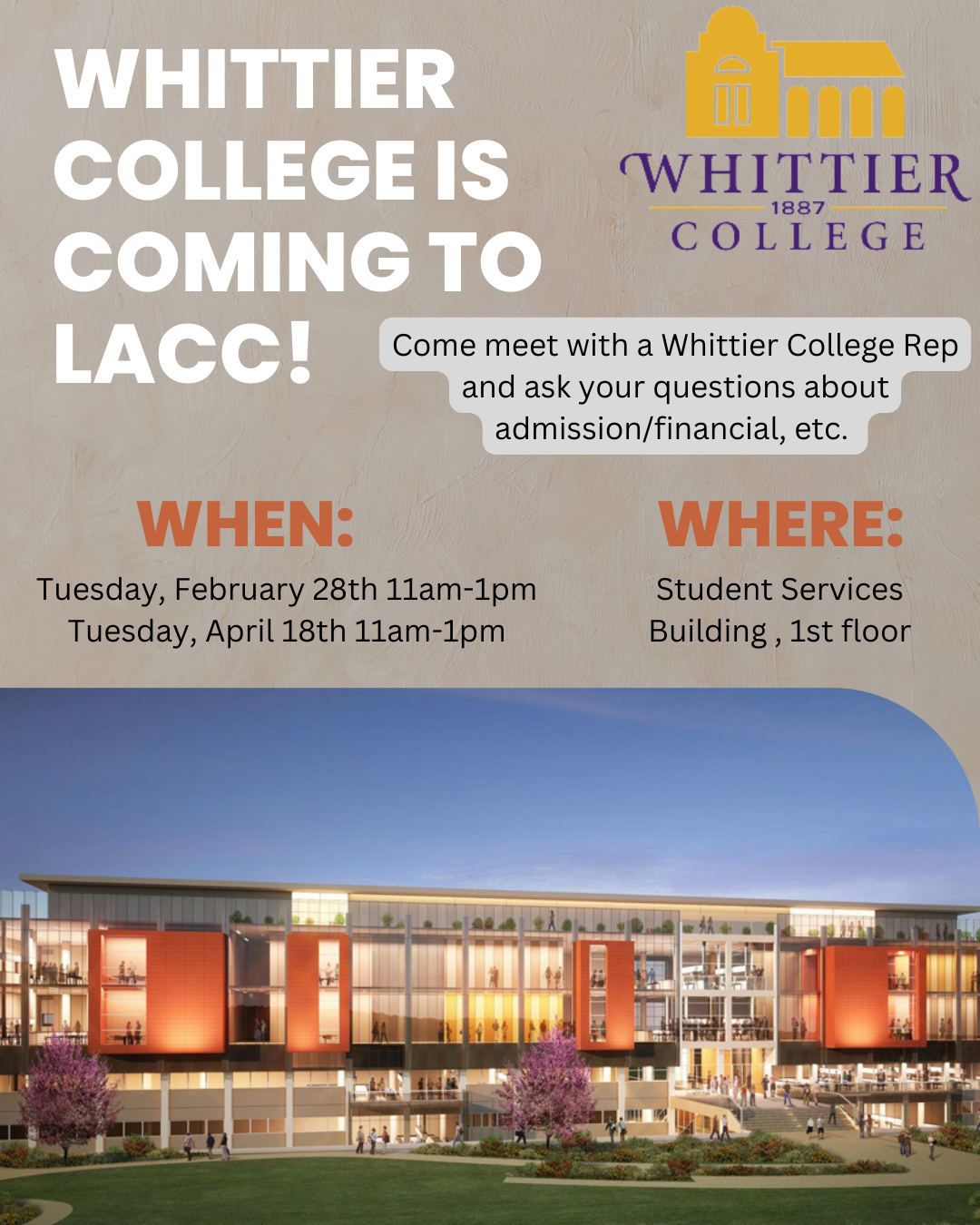 Whittier College is visiting LACC