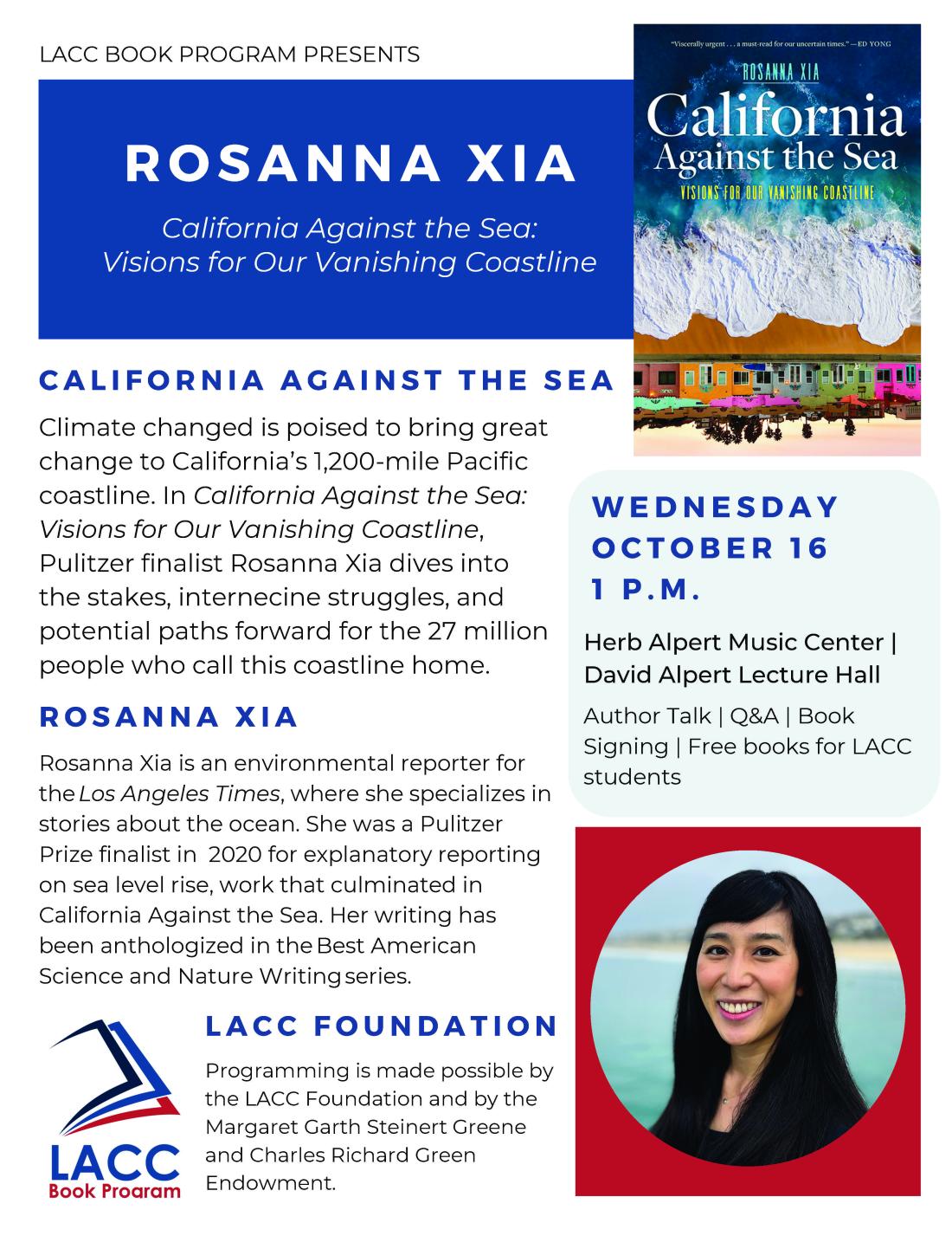 Book Program Flyer - Rosanna Xia Talk on Wednesday October 16 1pm