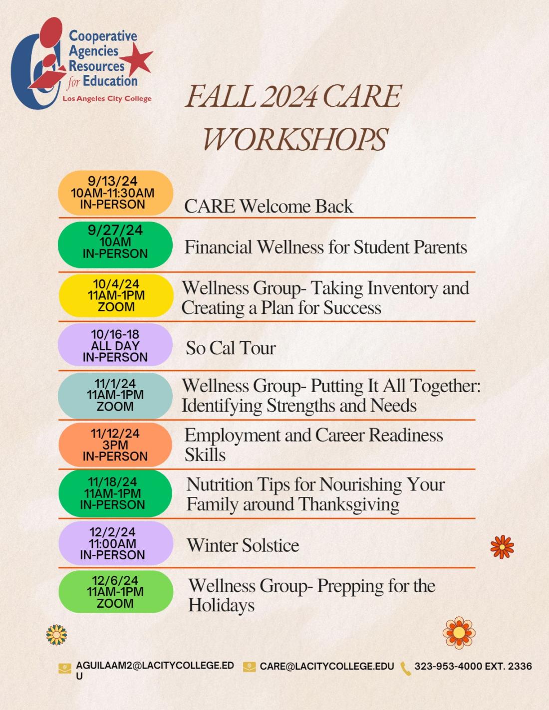 Fall 2024 CARE Workshops