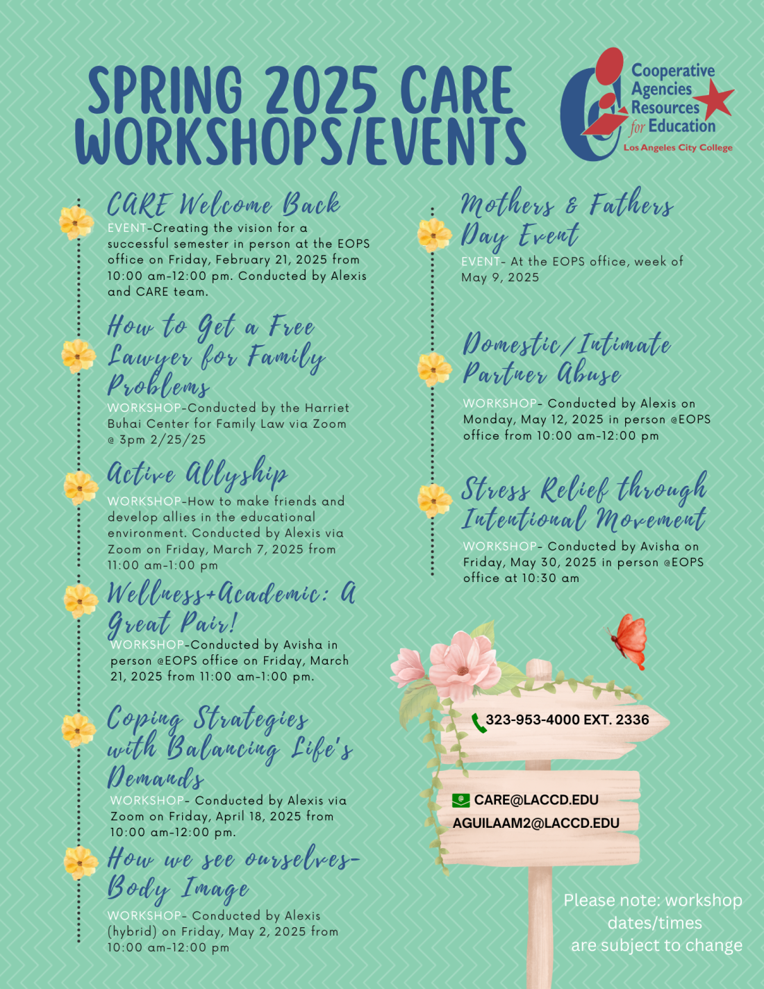 Spring 2025 CARE WORKSHOPS