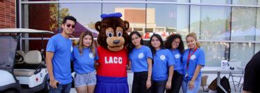 Students with the Mascot of LACC